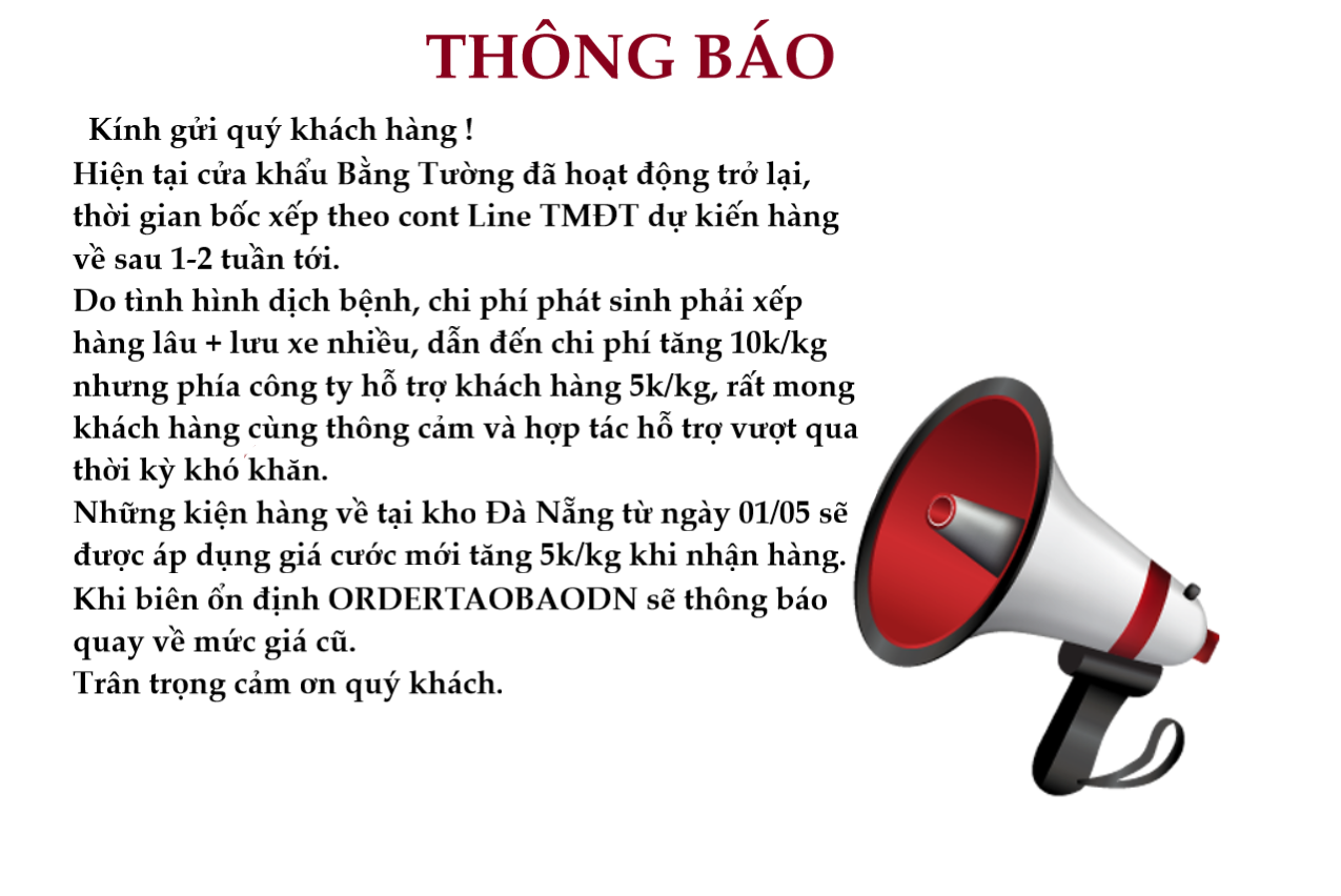 Thông Báo Tăng Cước Vận Chuyển