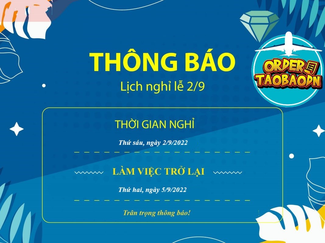 THÔNG BÁO LỊCH NGHỈ LỄ 2/9