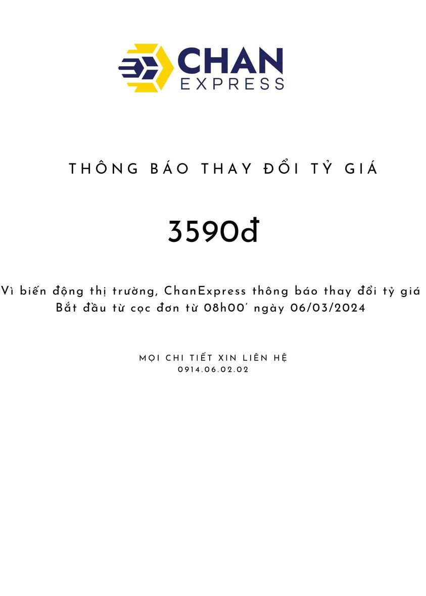 Thông Báo Thay Đổi Tỷ Giá