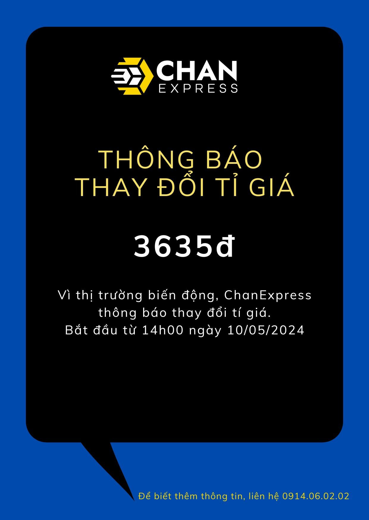 THÔNG BÁO THAY ĐỔI TỶ GIÁ 3635Đ