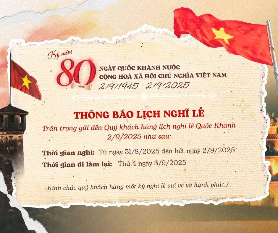 THÔNG BÁO LỊCH NGHỈ LỄ 2-9