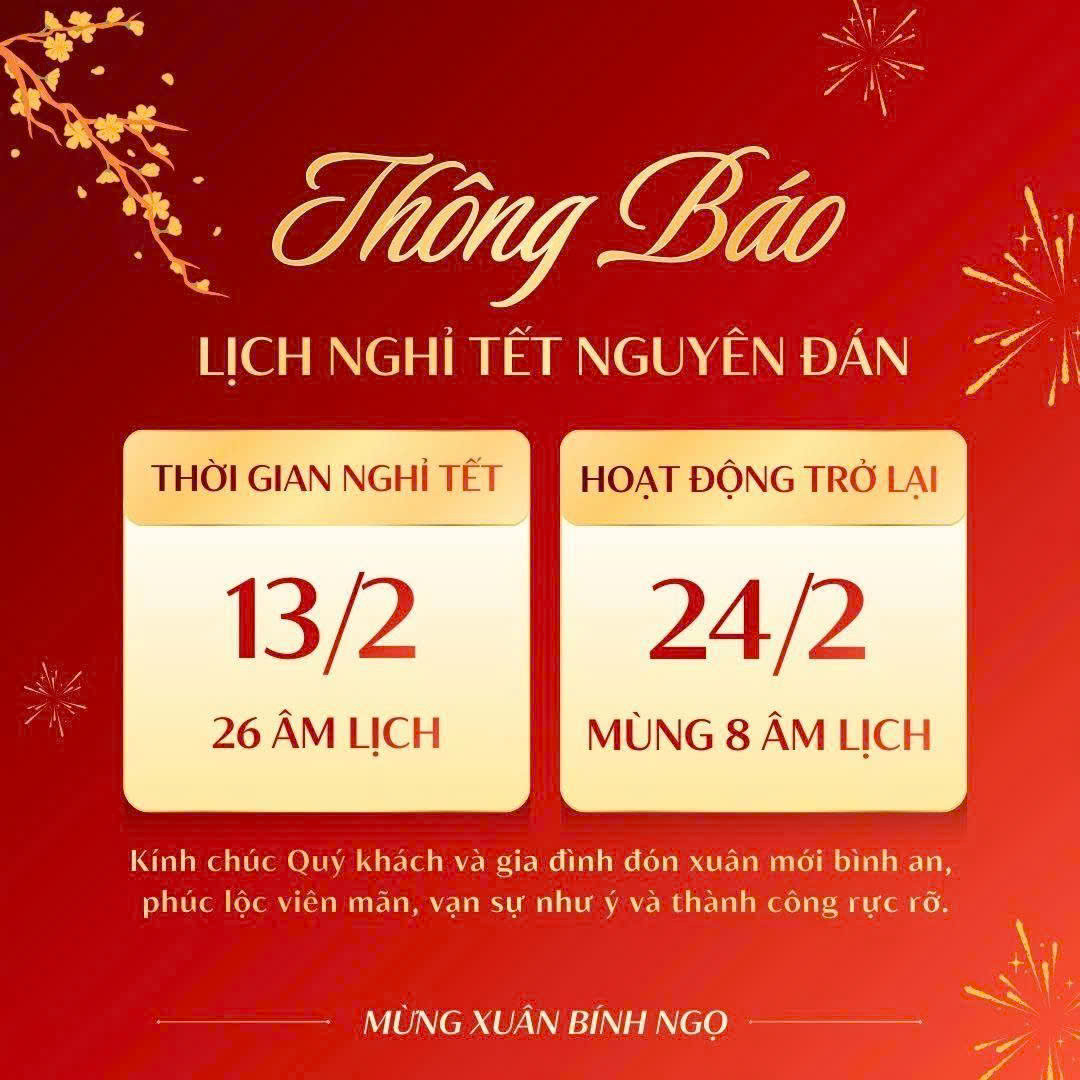 THÔNG BÁO LỊCH NGHỈ TẾT NGUYÊN ĐÁN 2026
