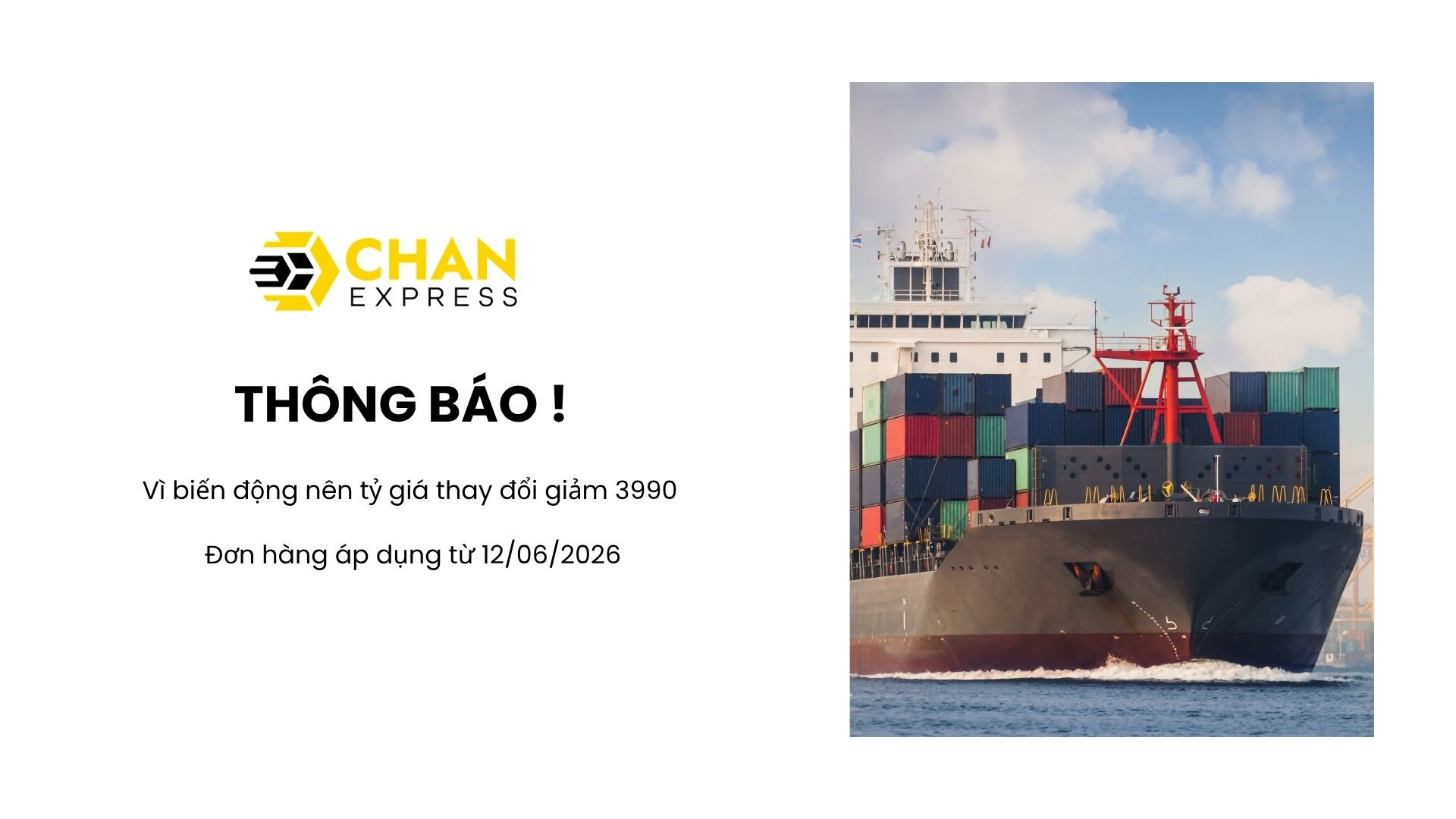 THÔNG BÁO THAY ĐỔI TỈ GIÁ 3990